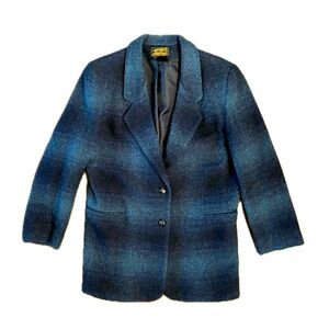 Vintage Eddie Bauer Blue 2-Button Wool Overcoat, Oversized Small